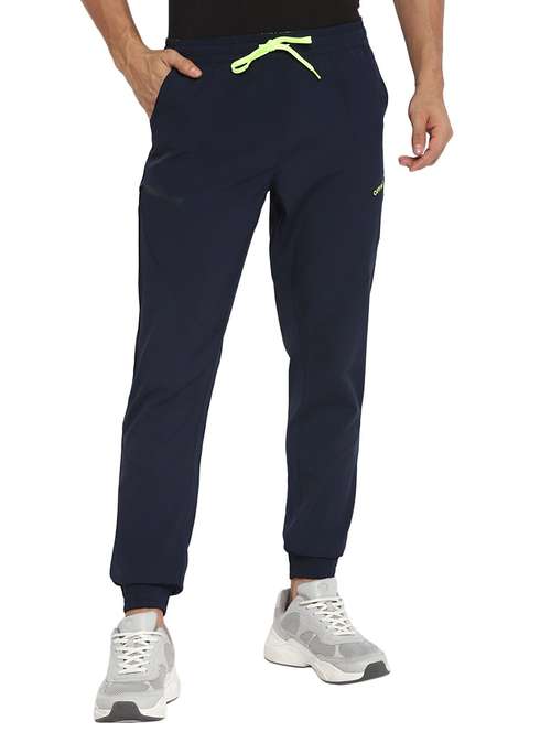 men navy blue solid mid rise jogger - 19223801 - Standard Image - 0