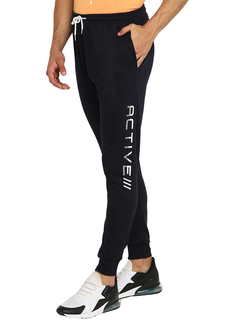men black placement print mid rise jogger - 19223802 - Standard Image - 1