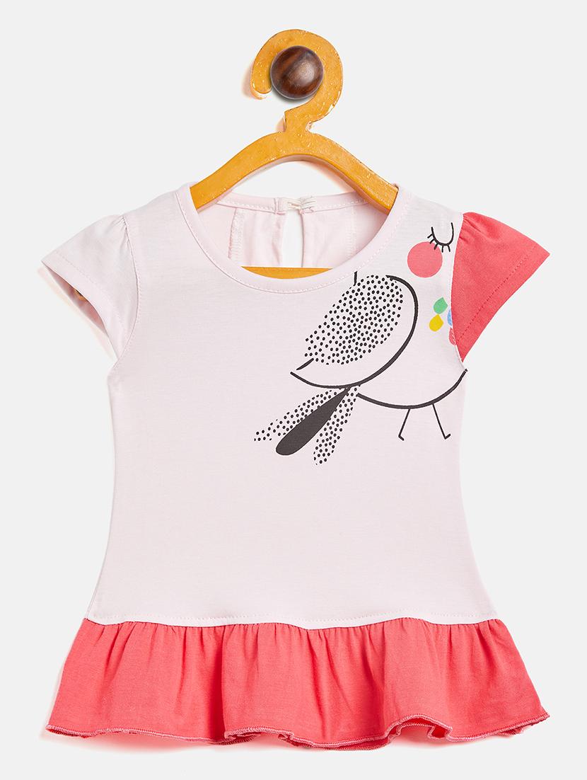 girls round neck printed frock