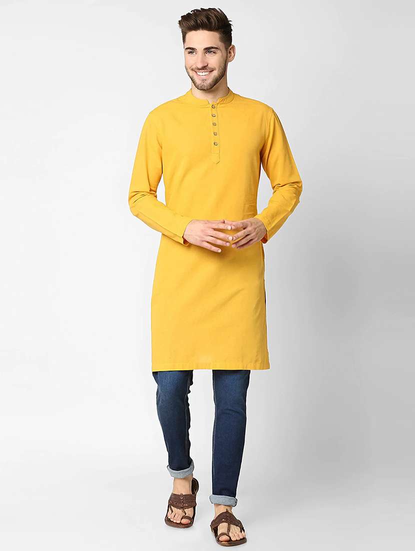 mandarin neck solid long kurta