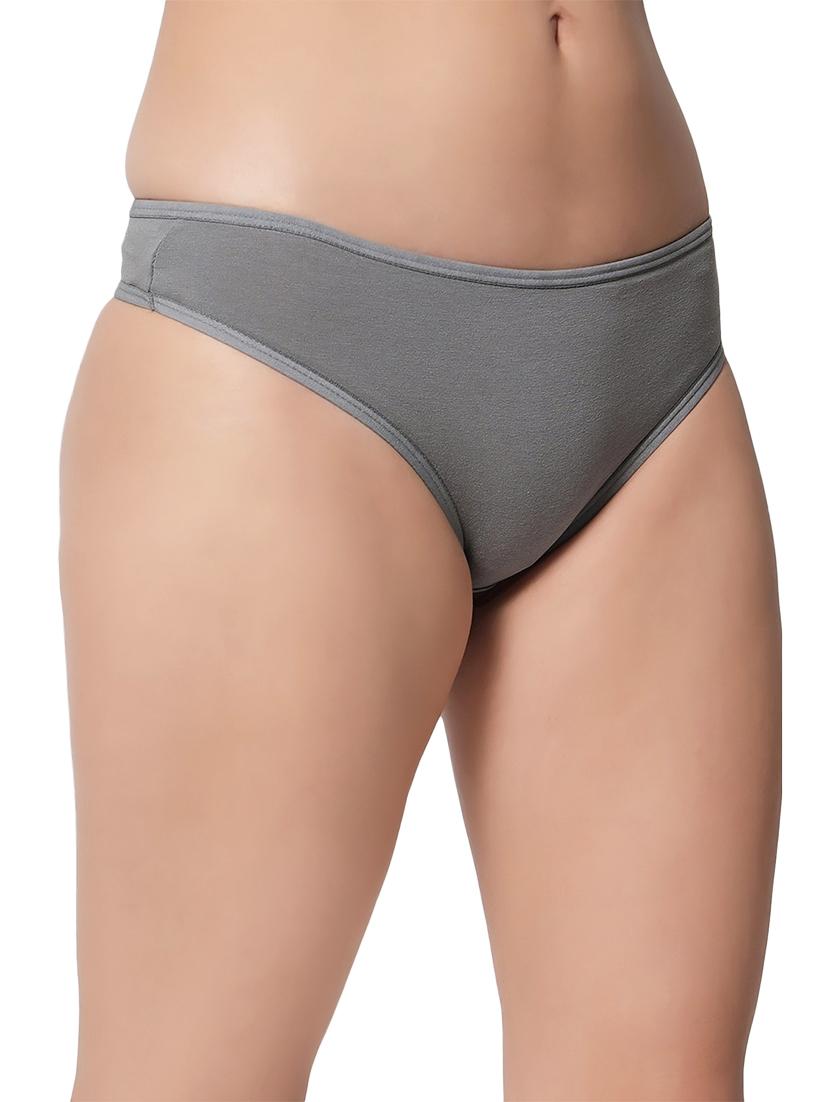 grey solid bikini panty - 19224839 -  Standard Image - 1