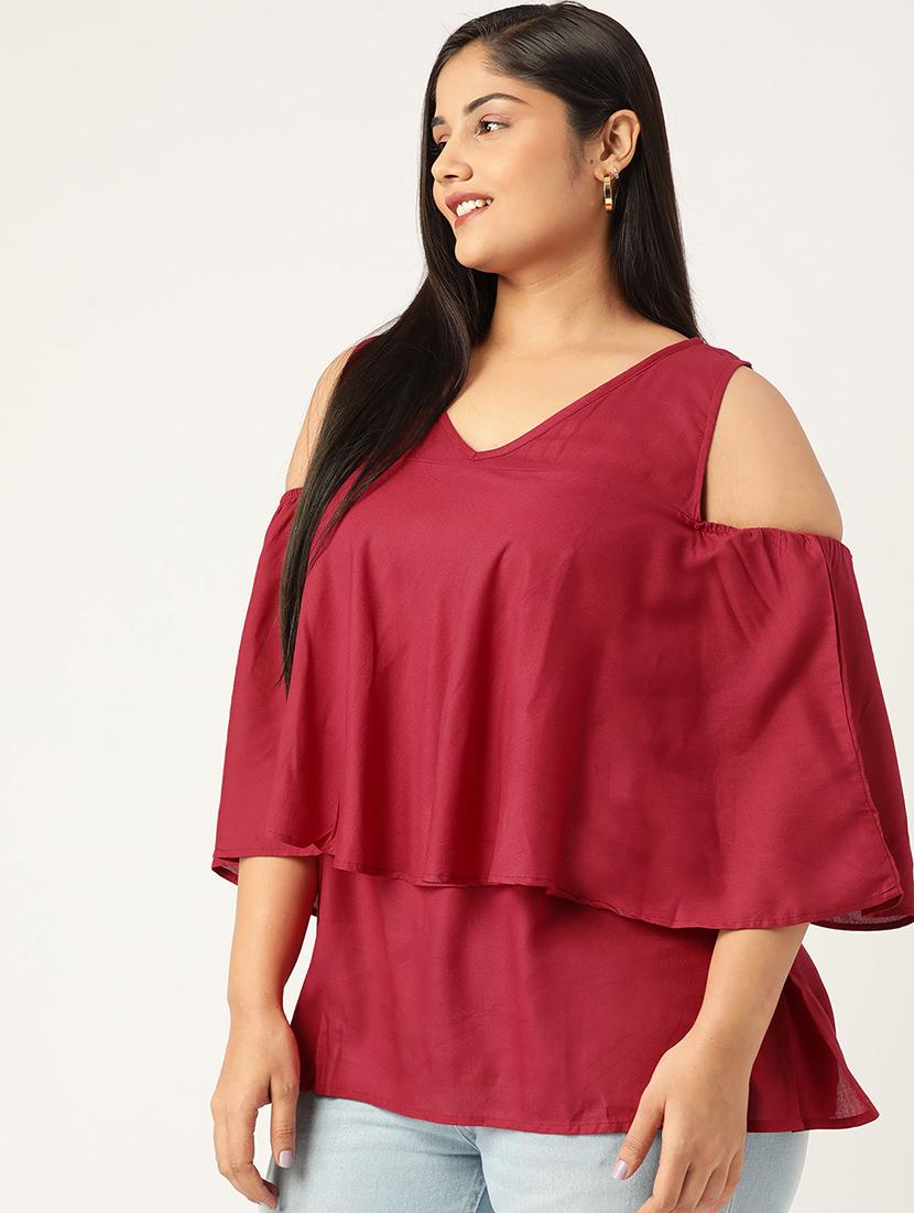 women's ruffle v neck top - 19225012 -  Standard Image - 1