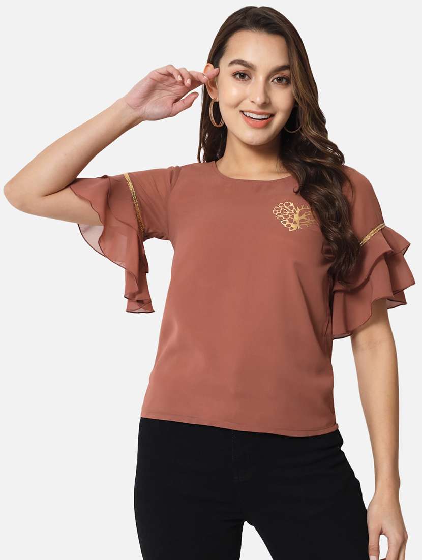 women's straight round neck top