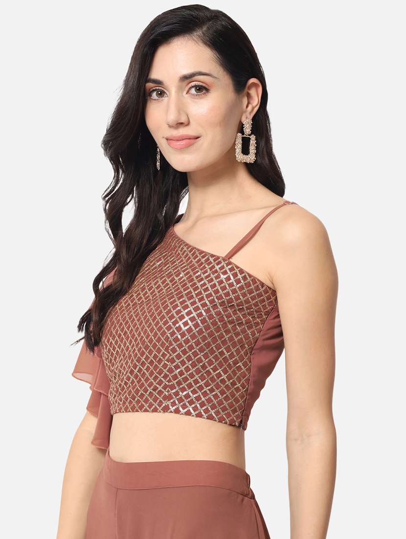 women's crop asymmetric neck top - 19225209 -  Standard Image - 1