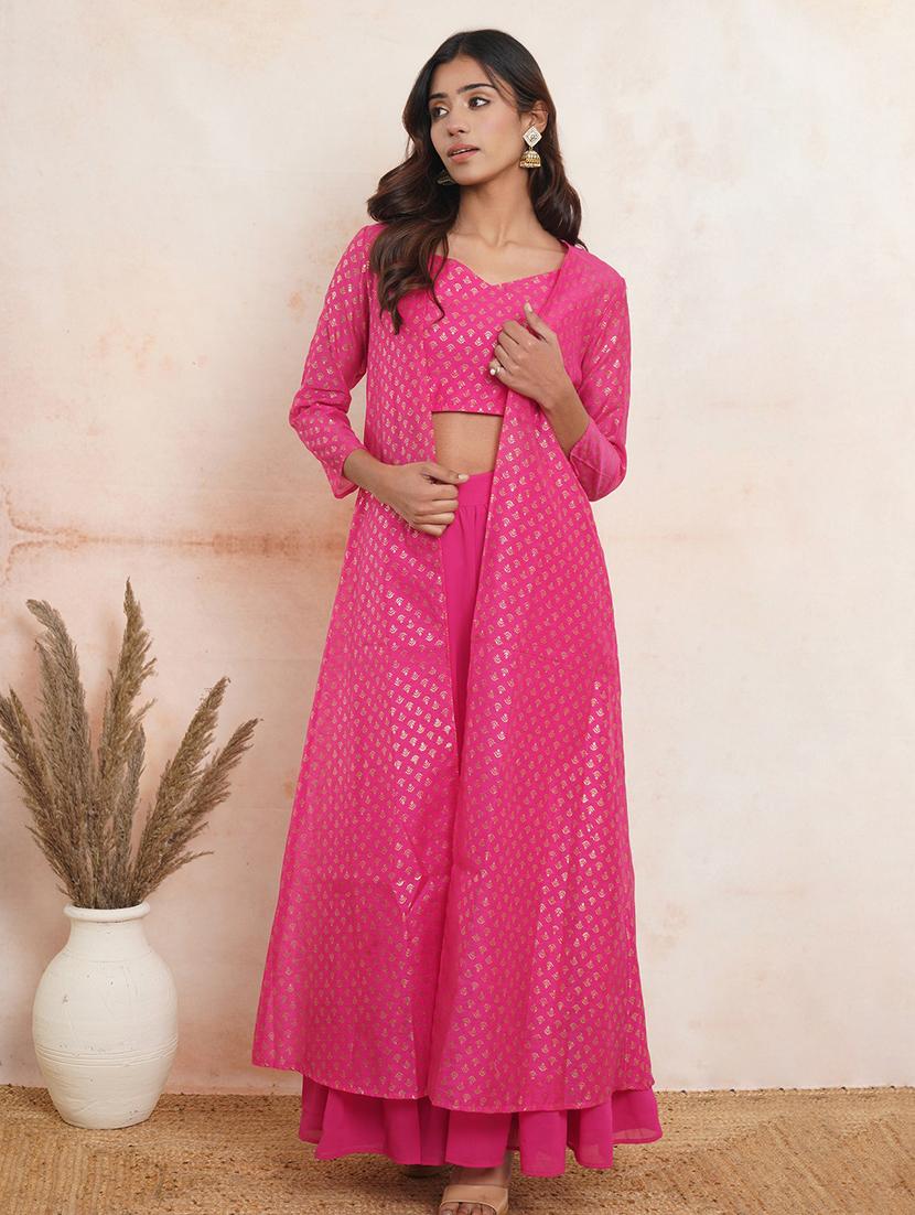 women pink self design fusion set - 19225315 -  Zoom Image - 0