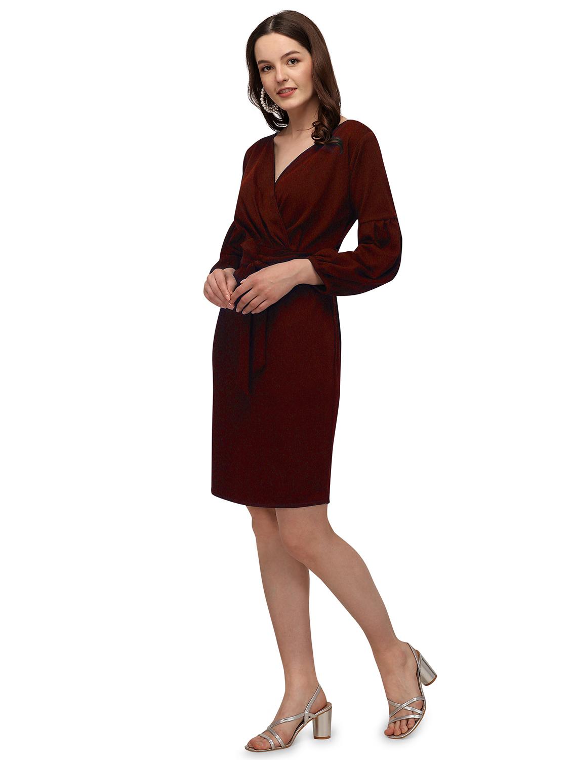 green solid fit & flare dress - 19232523 - Standard Image - 1