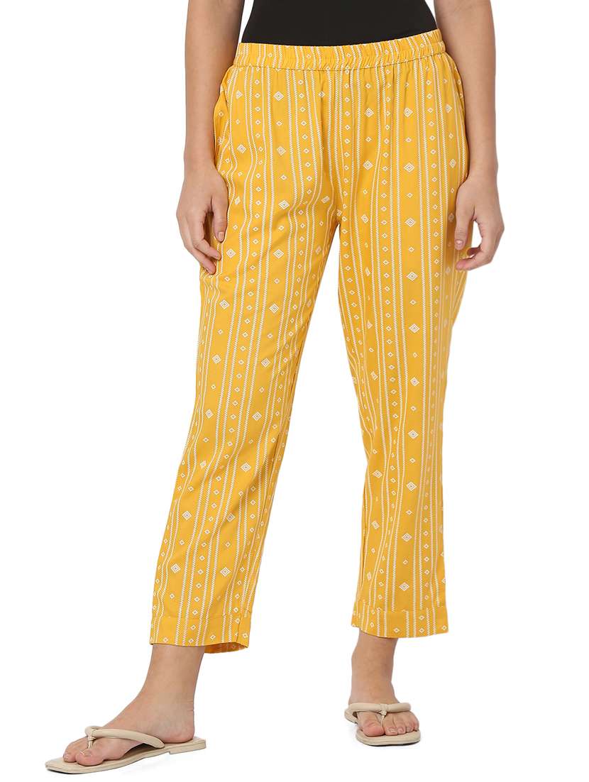 yellow printed cotton pajama