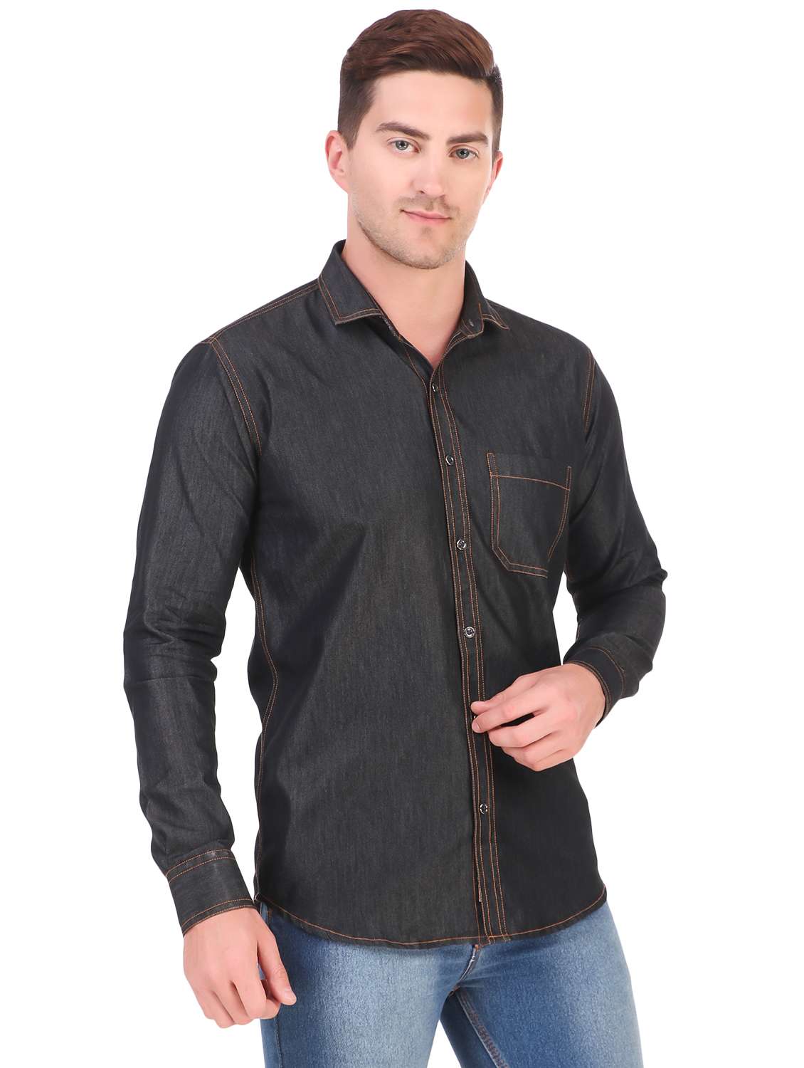 mens solid casual shirt - 19232577 - Standard Image - 1