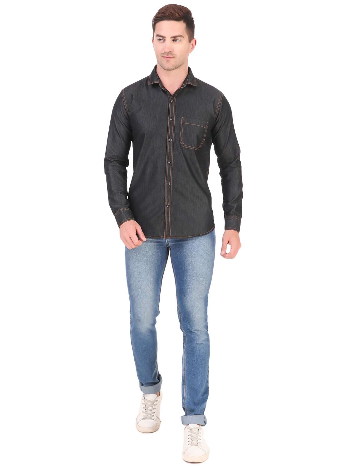 mens solid casual shirt - 19232577 - Standard Image - 4