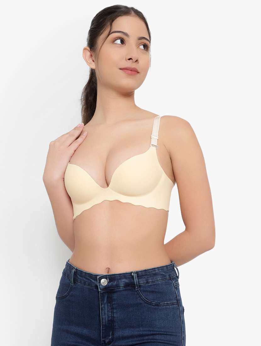 beige nylon plunge bra - 19232586 - Standard Image - 4