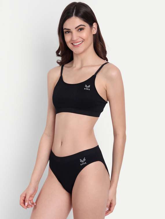 black nylon bras and panty set - 19242712 -  Standard Image - 1