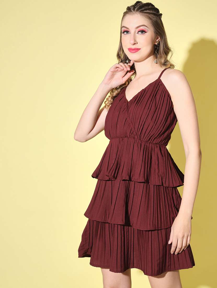 Buy online Women's Layered Solid Dress from western wear for