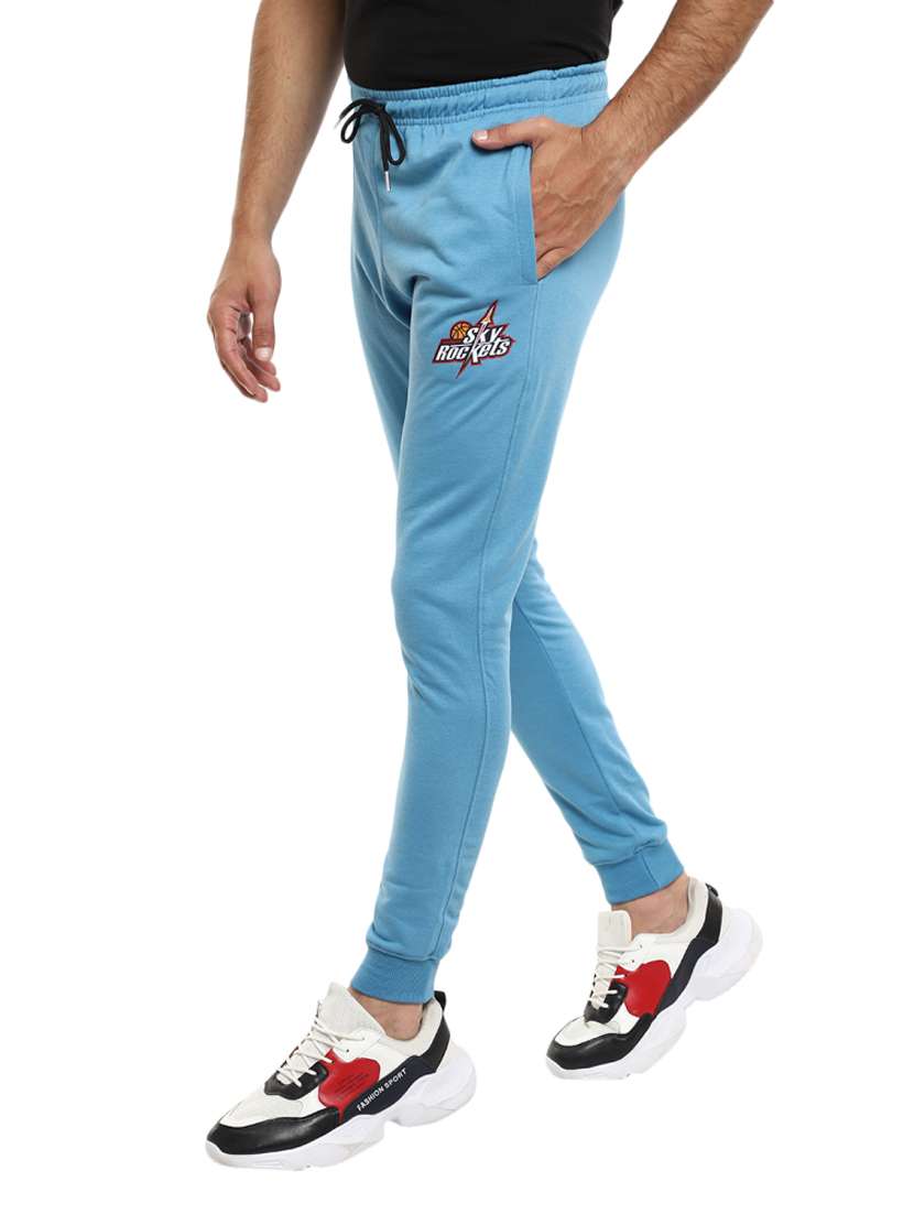 light blue solid full length track pant - 19242923 - Standard Image - 1
