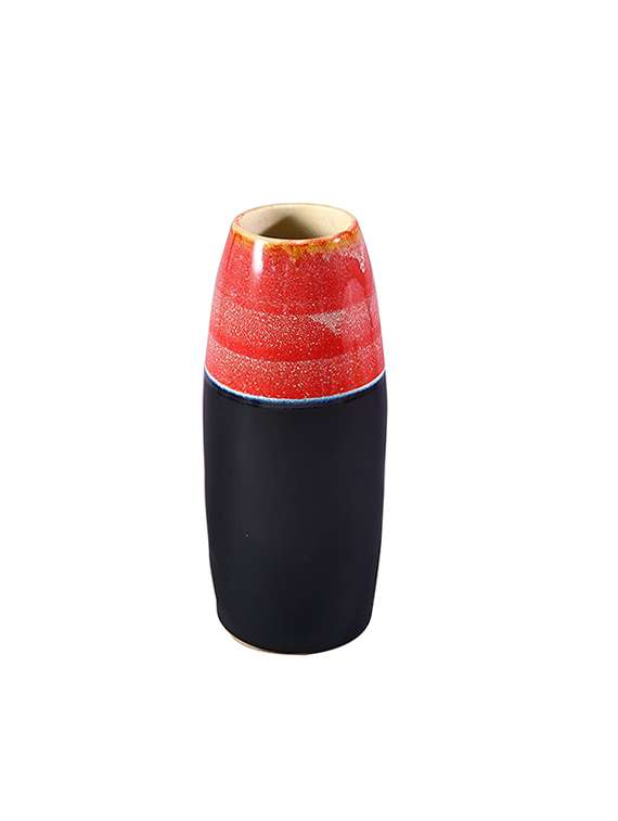 caffeine ceramic handmade red & black flower vase(1 pcs)