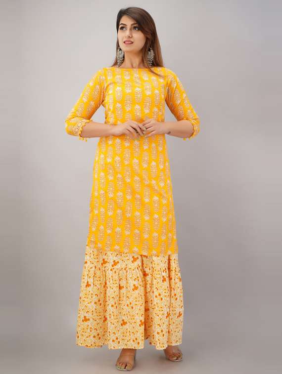 printed kurta sharara set
