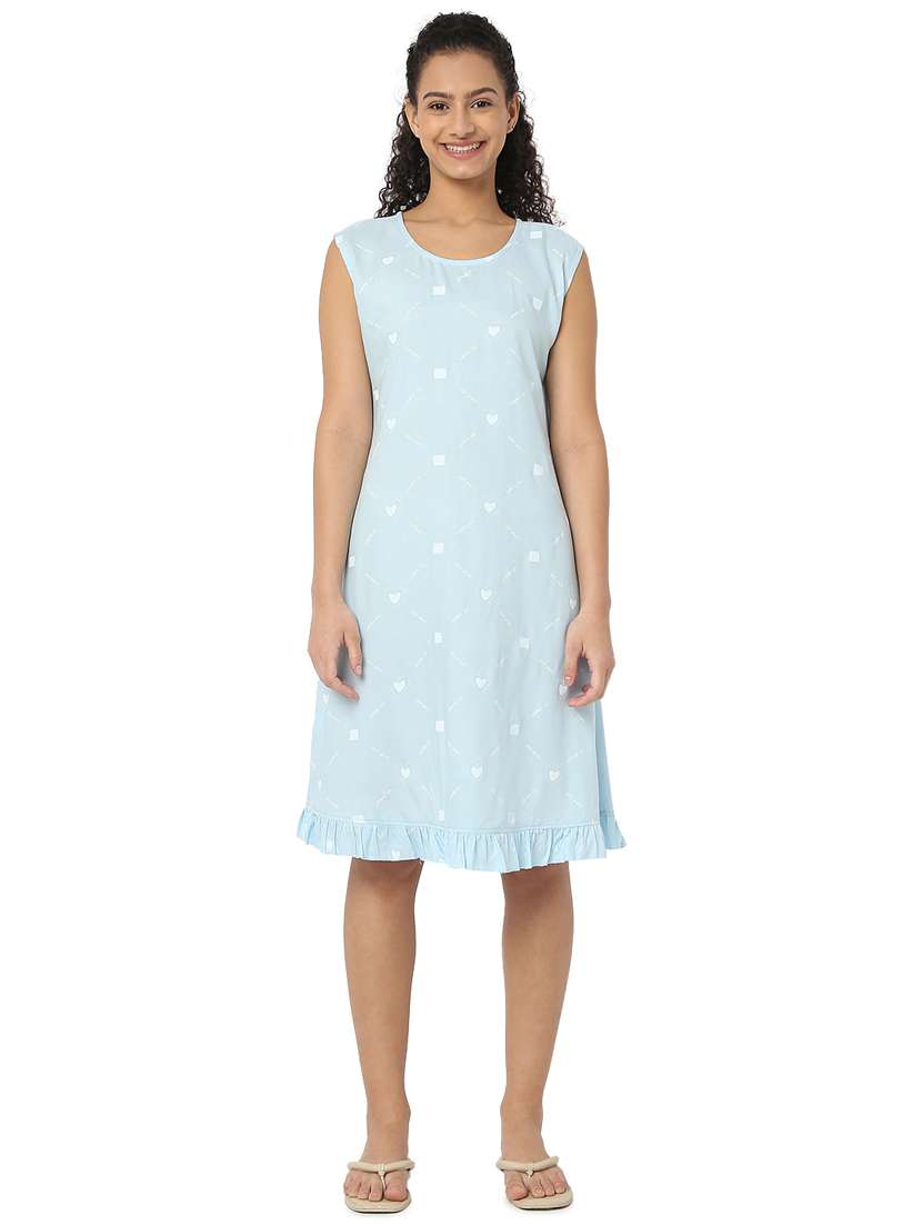 women printed round neck sleepshirt - 19257465 -  Zoom Image - 0