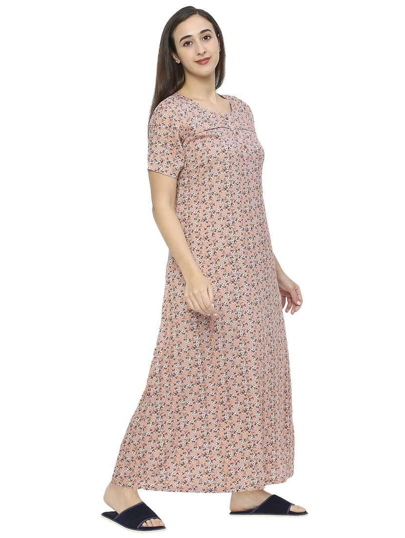 women printed cotton nighty  - 19257471 -  Standard Image - 1