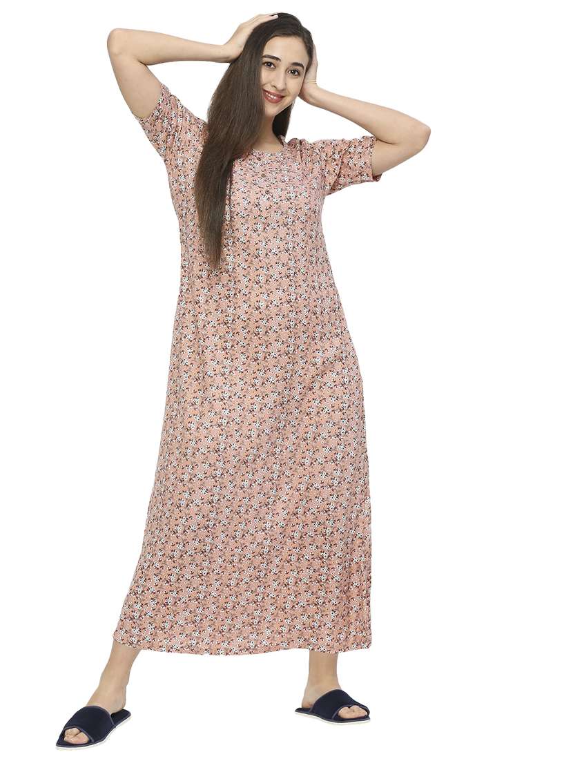 women printed cotton nighty  - 19257471 -  Standard Image - 4
