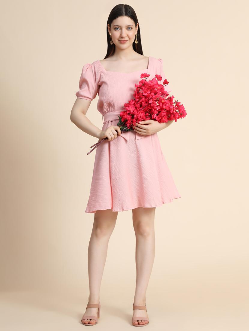 women's fit & flare solid dress - 19257635 - Standard Image - 4