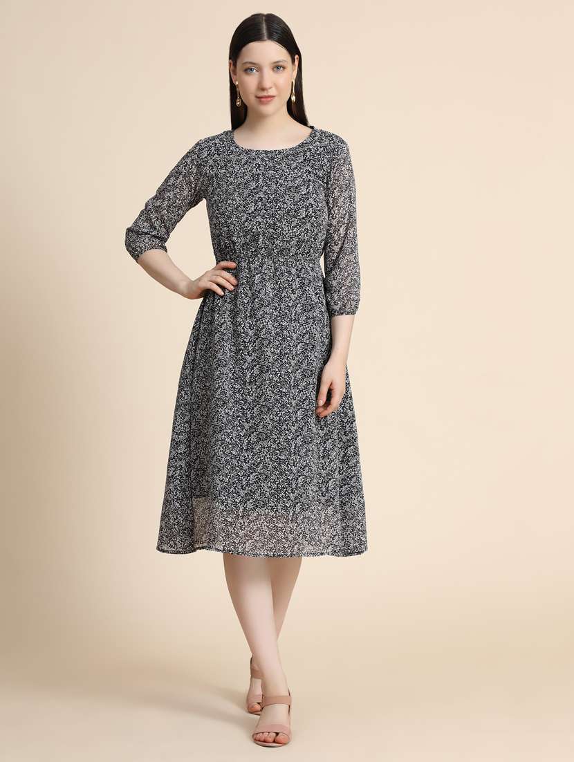 women's fit & flare printed dress