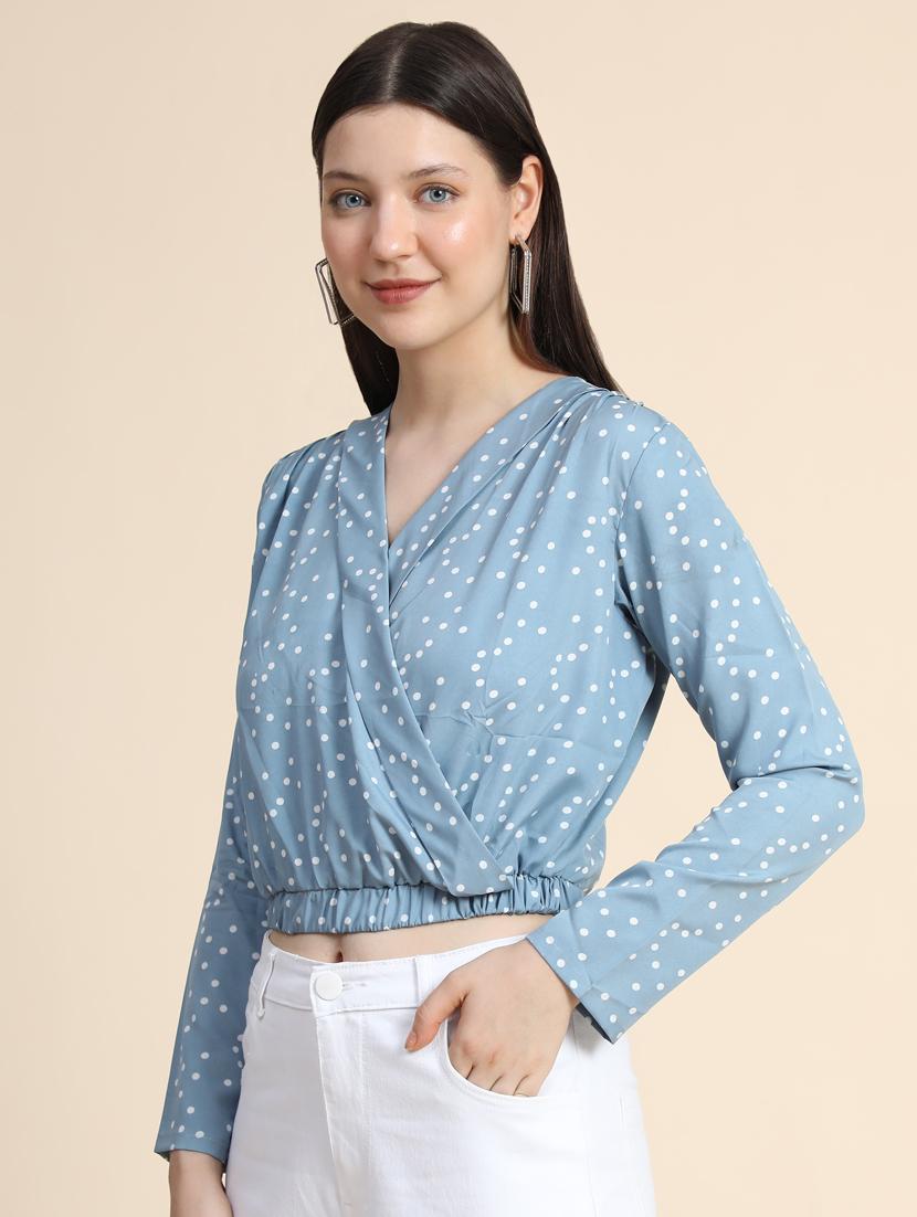 women's crop overlap neck top - 19257690 - Standard Image - 1
