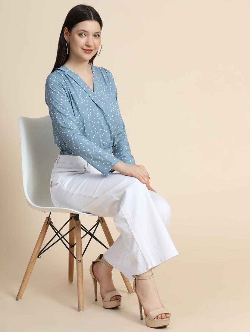 women's crop overlap neck top - 19257690 - Standard Image - 4