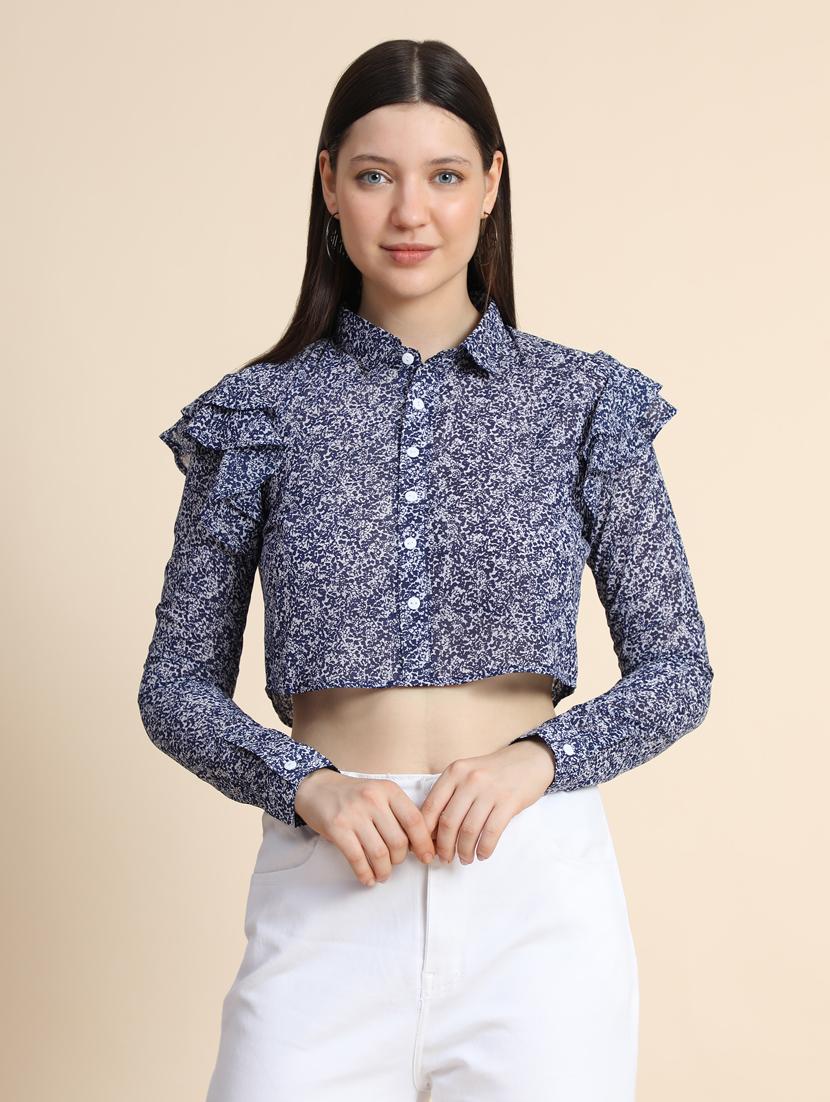 women blue floral printed top - 19257692 - Zoom Image - 0