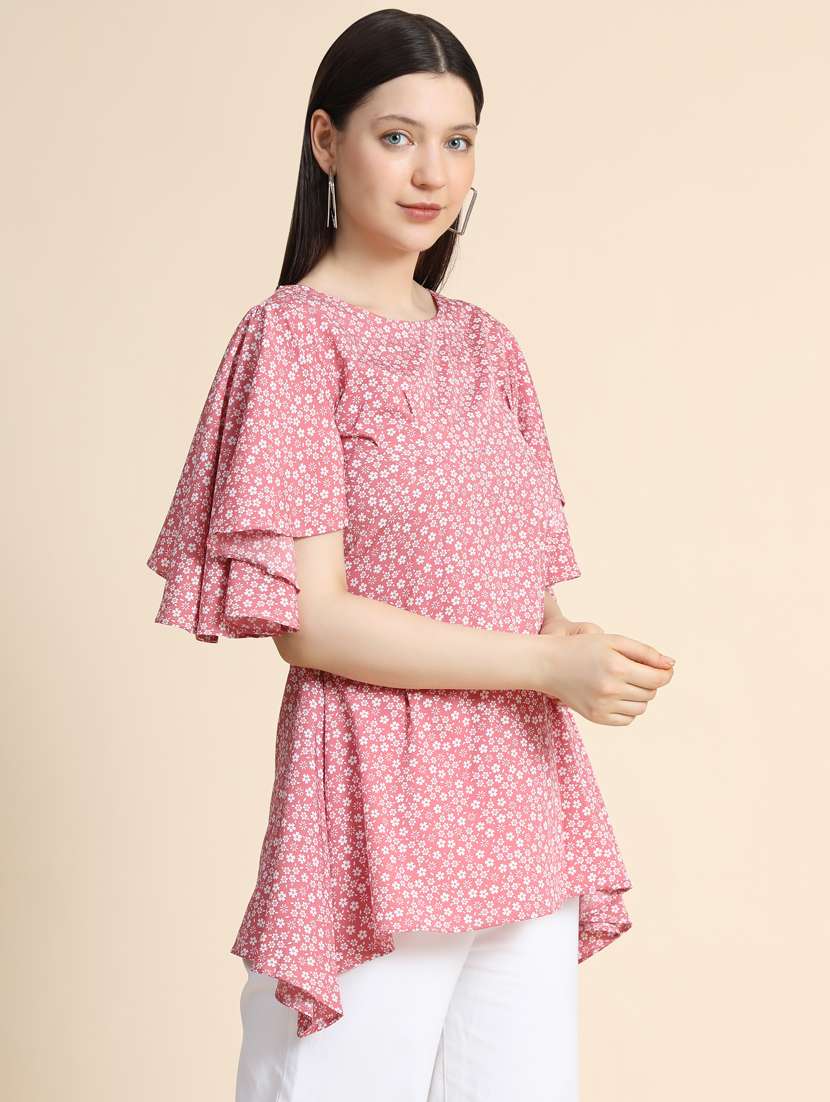 women's high-low round neck top - 19257693 -  Standard Image - 1