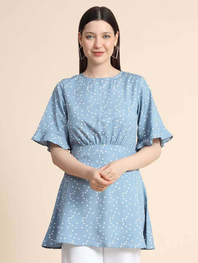 women's peplum crew neck top