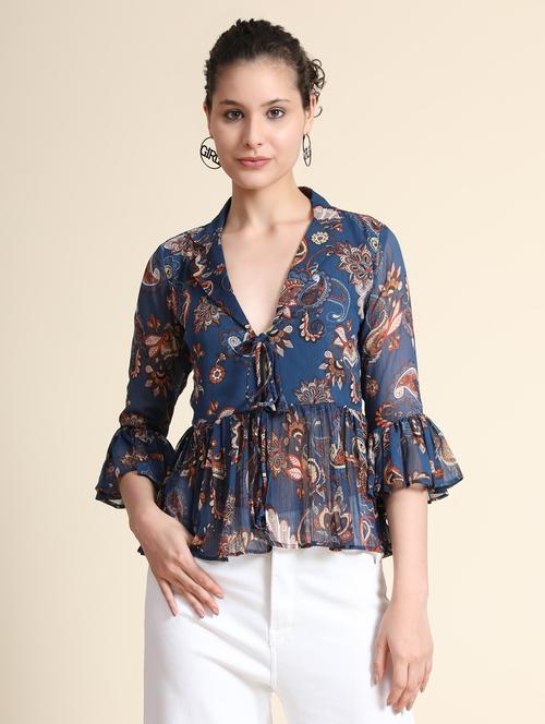 women's peplum v neck top - 19257696 - Standard Image - 0