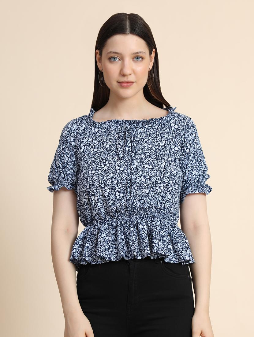 women's blouson round neck top - 19257704 - Zoom Image - 0