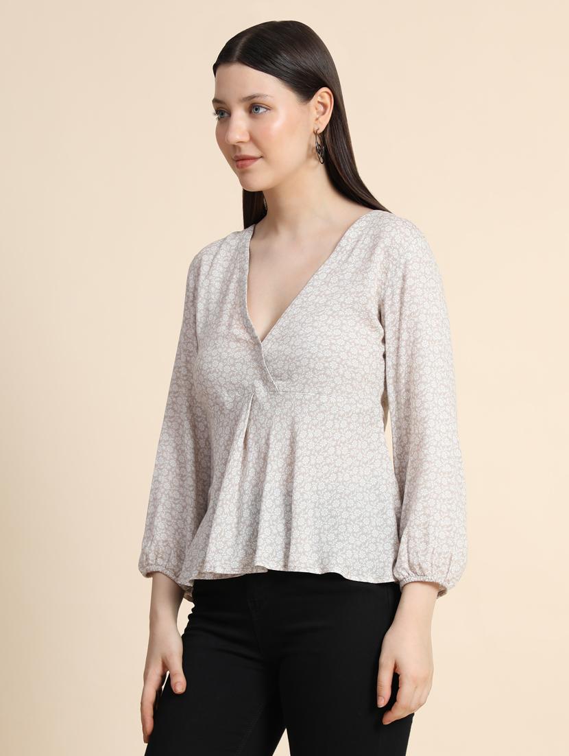 women's peplum v neck top - 19257705 - Standard Image - 1