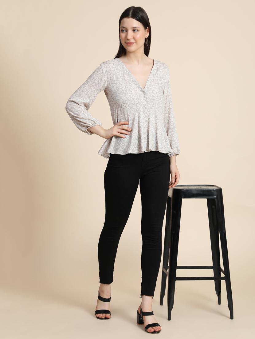 women's peplum v neck top - 19257705 - Standard Image - 4
