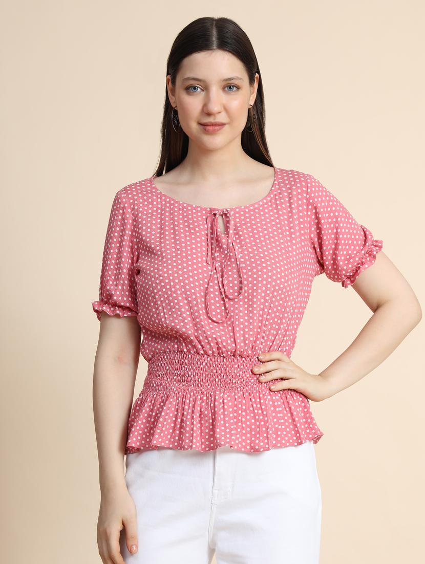 women's peplum round neck top - 19257708 -  Zoom Image - 0