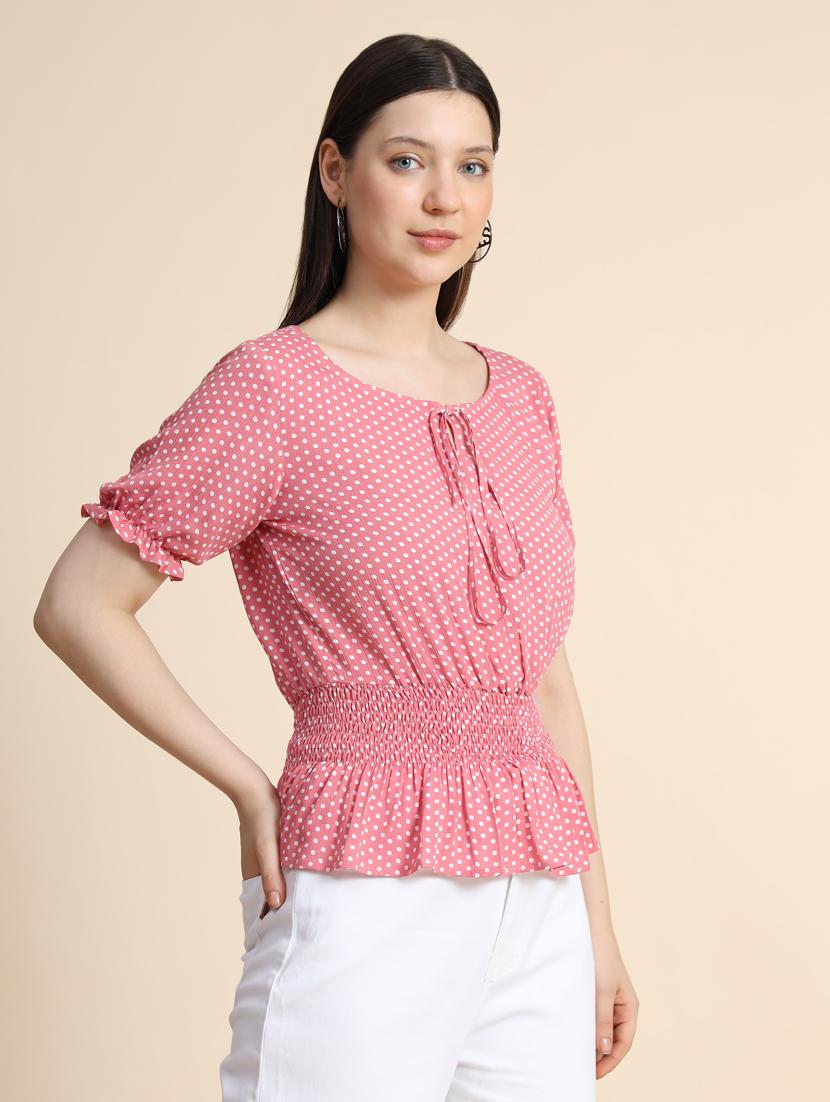 women's peplum round neck top - 19257708 -  Standard Image - 1
