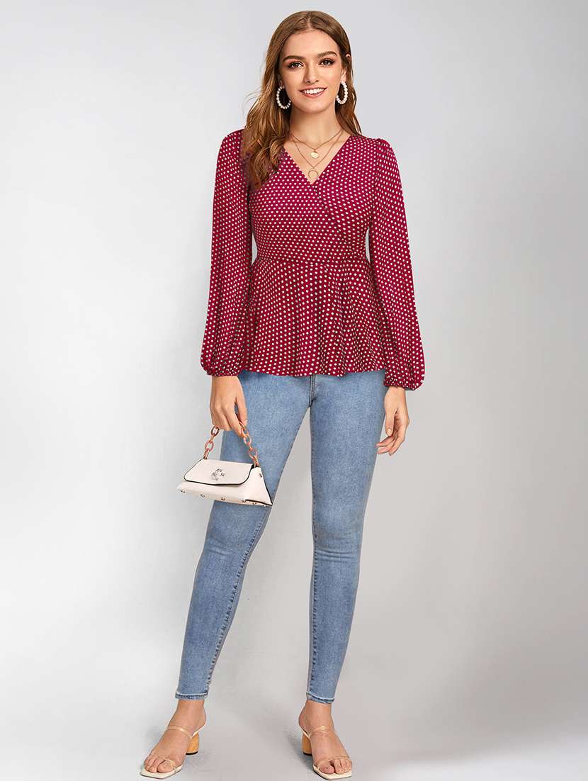 women's wrap v neck top - 19257709 - Standard Image - 4