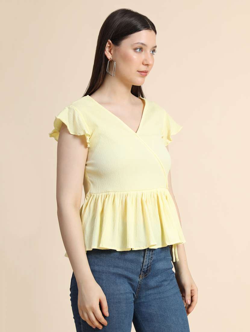 women's peplum overlap neck top - 19257714 -  Standard Image - 1