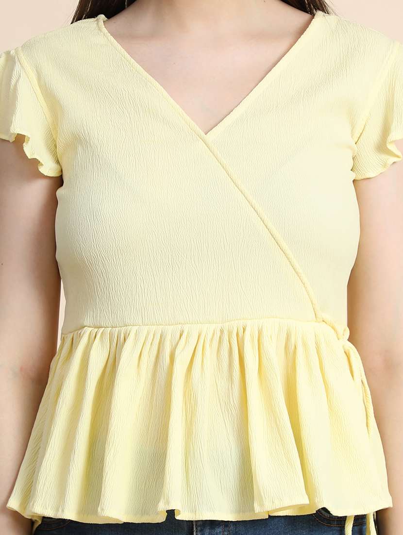 women's peplum overlap neck top - 19257714 -  Standard Image - 4