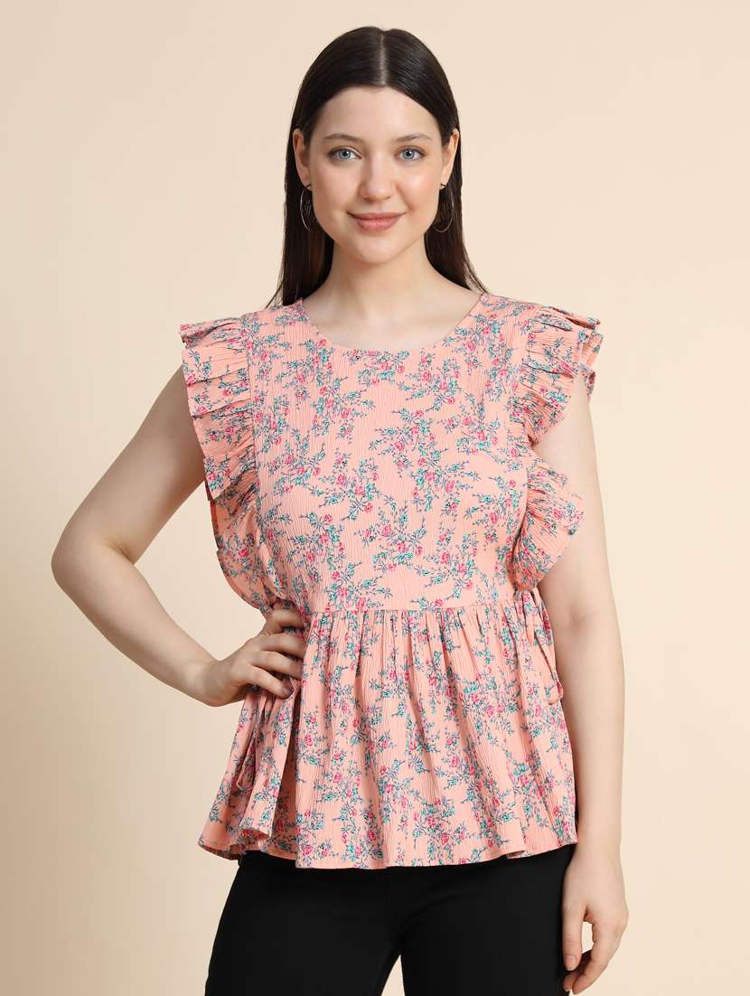 women's peplum round neck top