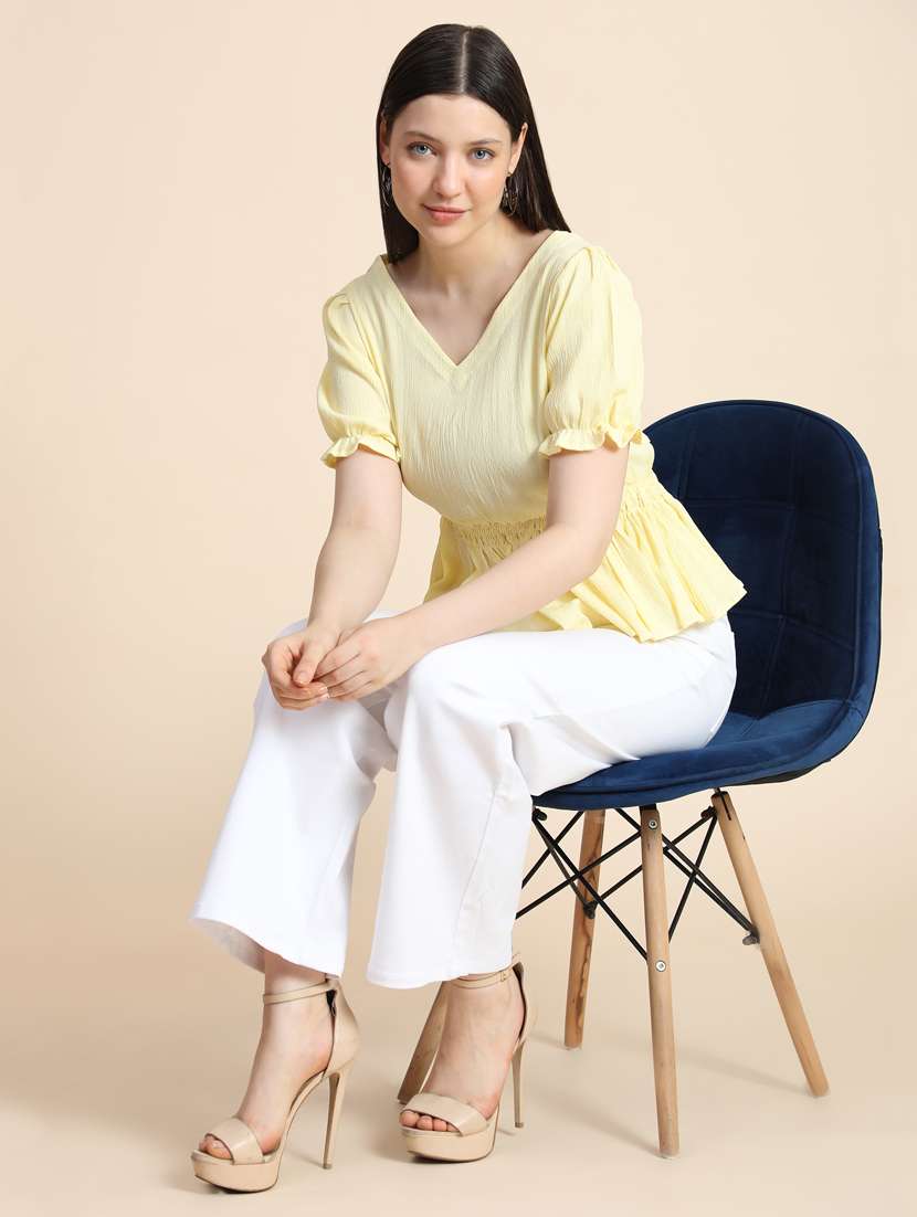 women's peplum v neck top - 19257717 -  Standard Image - 4