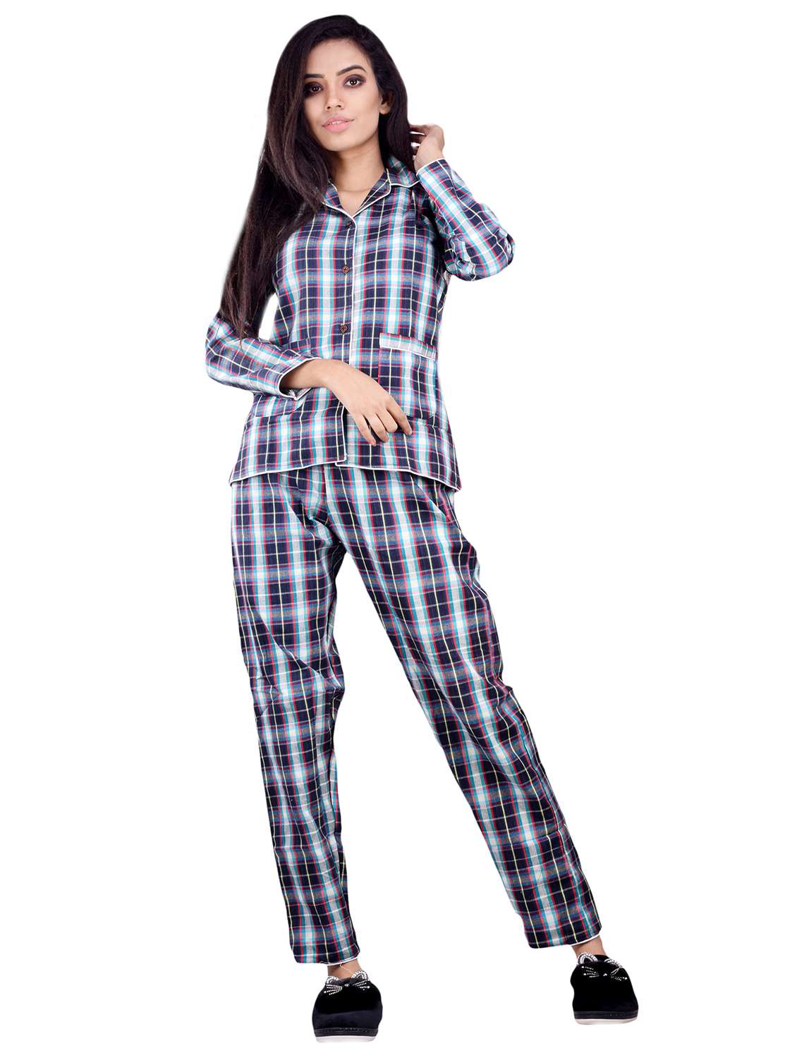 women cotton shirt pyjama nightwear set