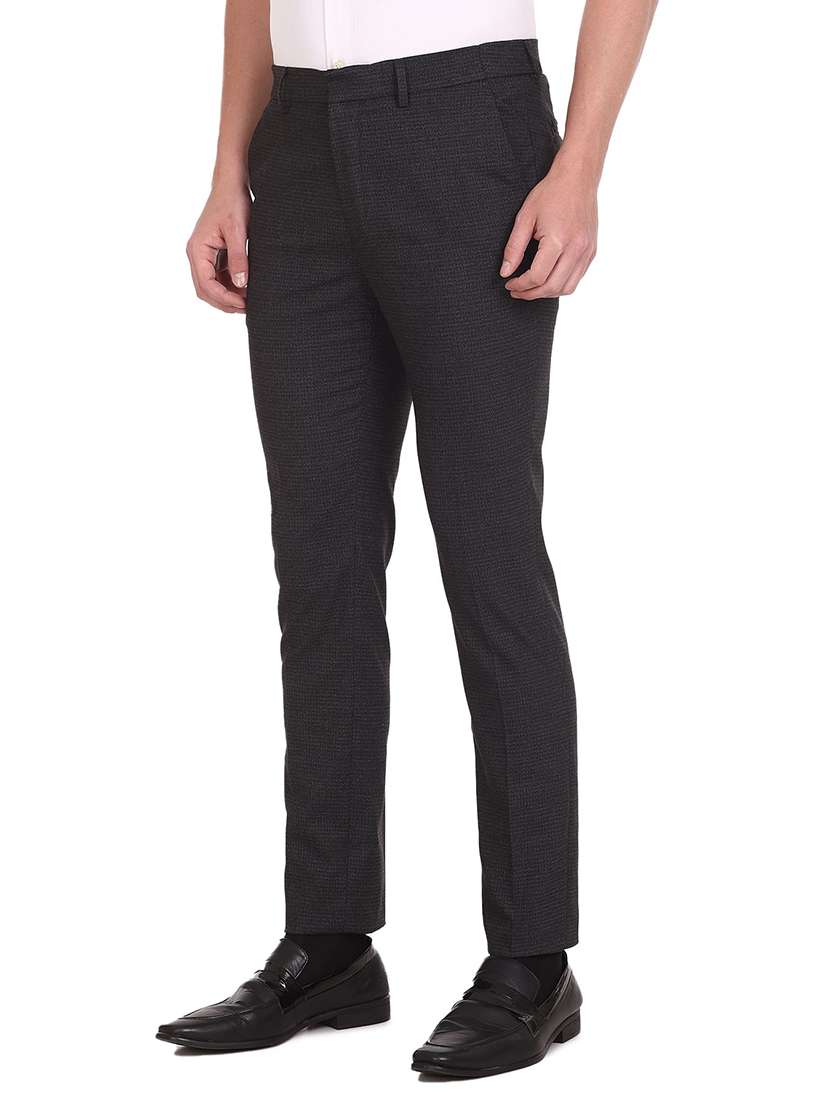 grey textured flat front formal trouser - 19258166 -  Standard Image - 1