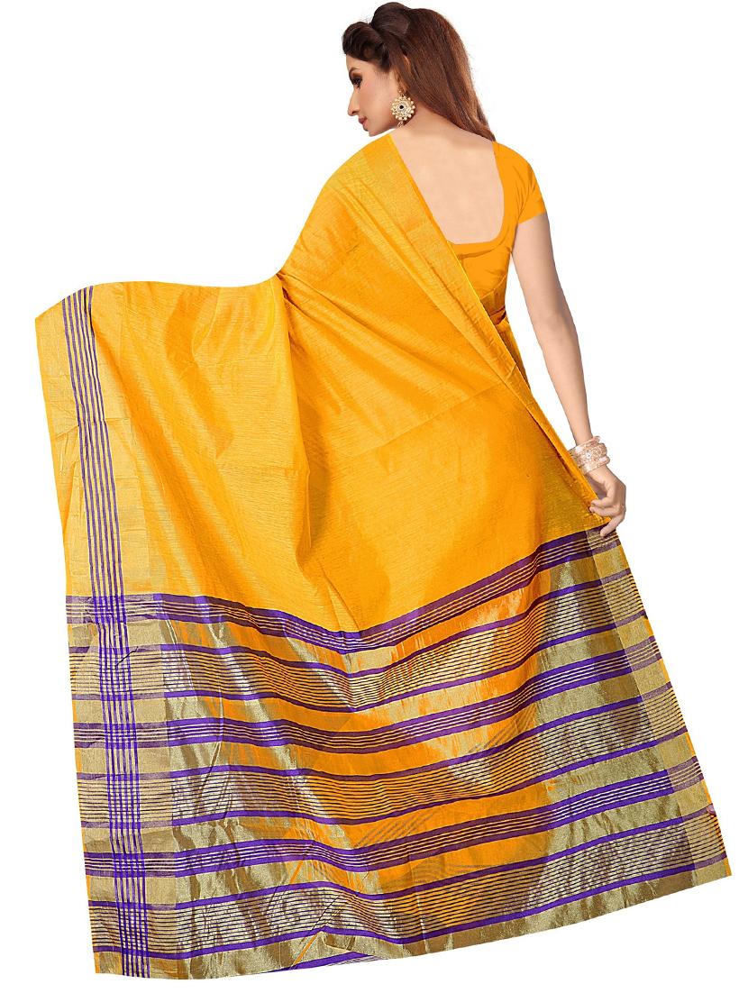 yellow self design solid saree with blouse - 19261246 -  Standard Image - 1