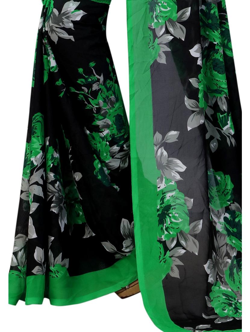 women's floral green colored saree with blouse - 19261572 - Standard Image - 1