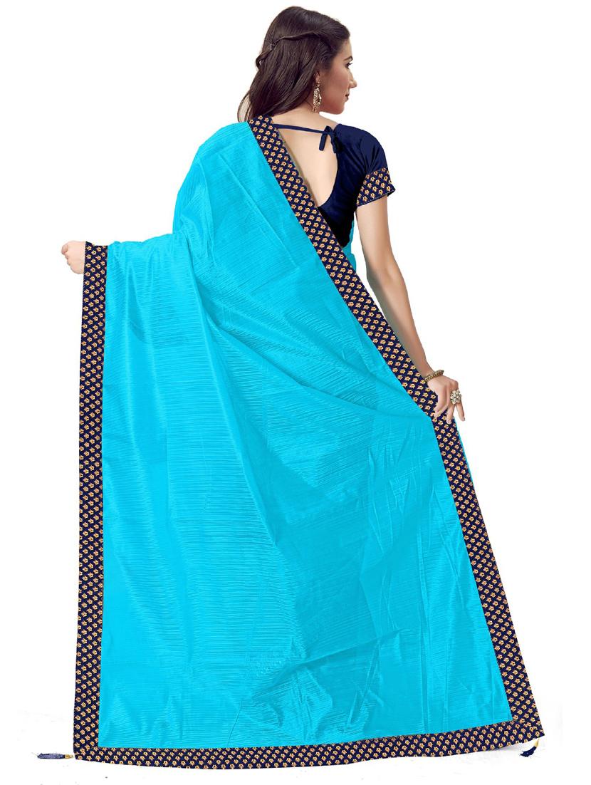 contrast bordered woven saree with blouse - 19261955 - Standard Image - 1
