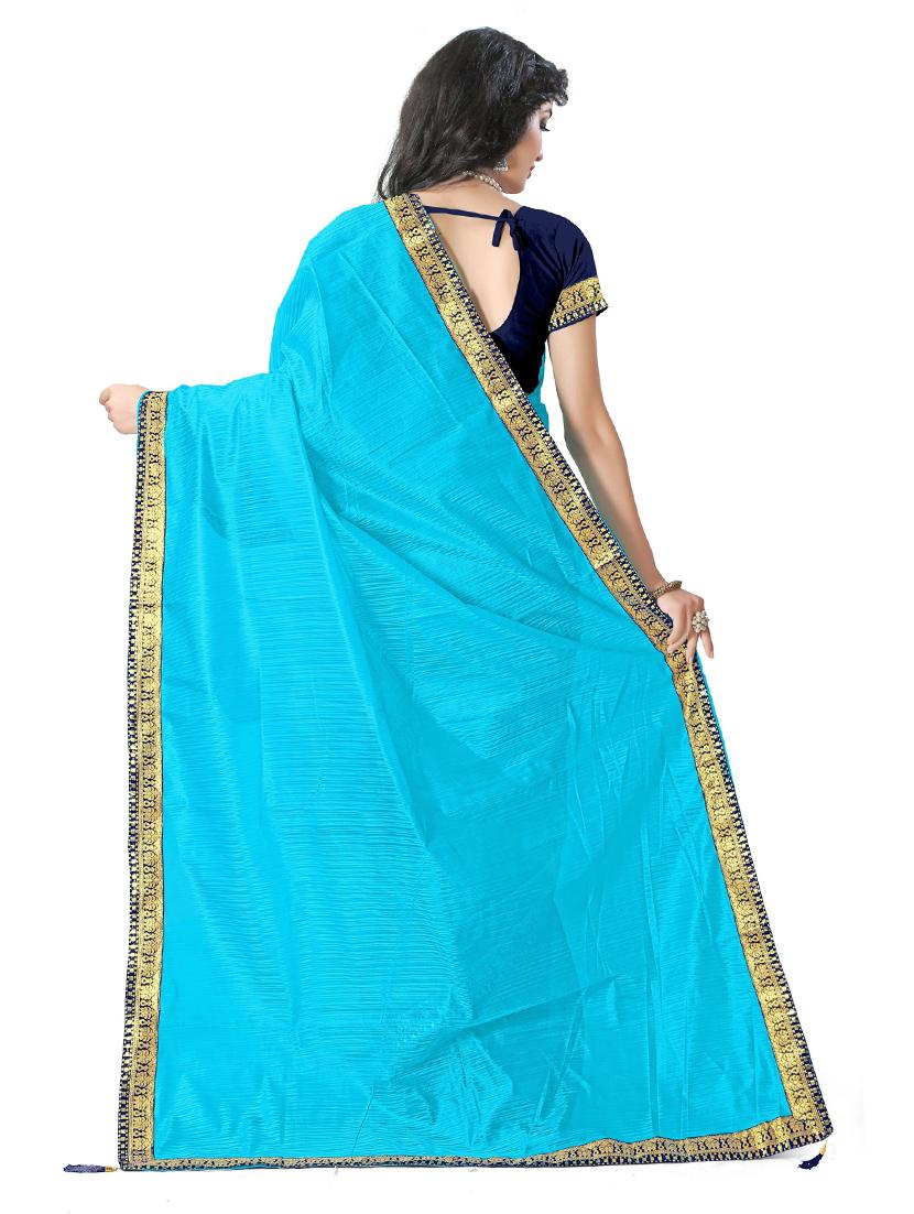 women's bordered turquoise colored saree - 19261962 - Standard Image - 1