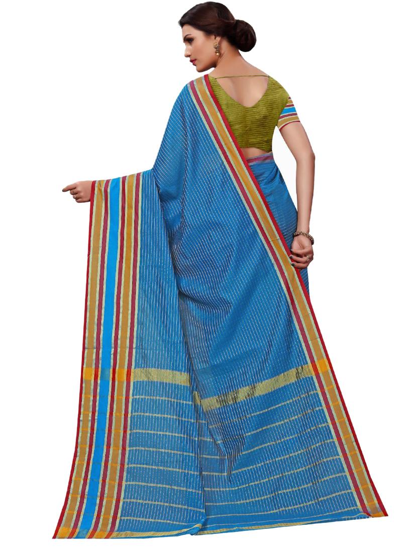 contrast bordered woven saree with blouse - 19262009 - Standard Image - 1