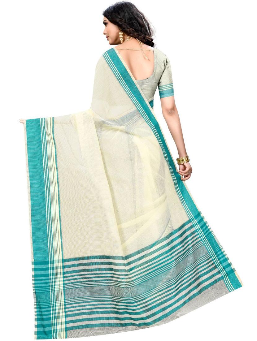 contrast bordered woven saree set with blouse - 19262056 - Standard Image - 1