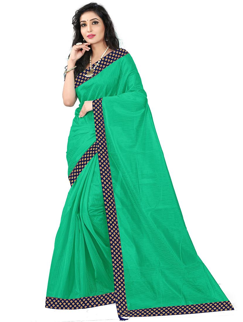contrast bordered woven saree set with blouse - 19262157 -  Standard Image - 1