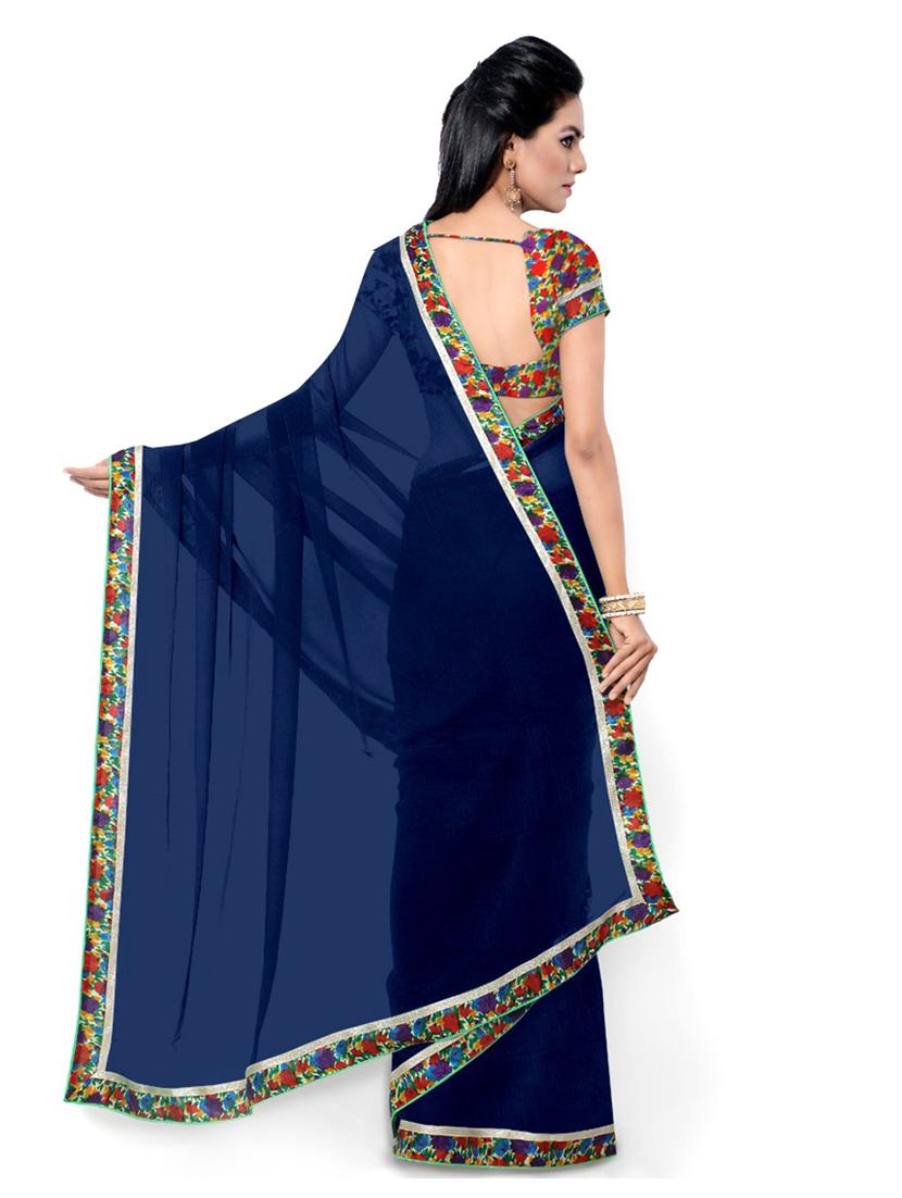 contrast bordered woven saree - 19262780 - Standard Image - 1